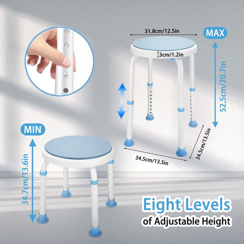 pxsulliao Foldable Adjustable Swivel Bath Seat Bathroom Bathtub Shower Chair Stool for Elderly and Disabled, Seniors