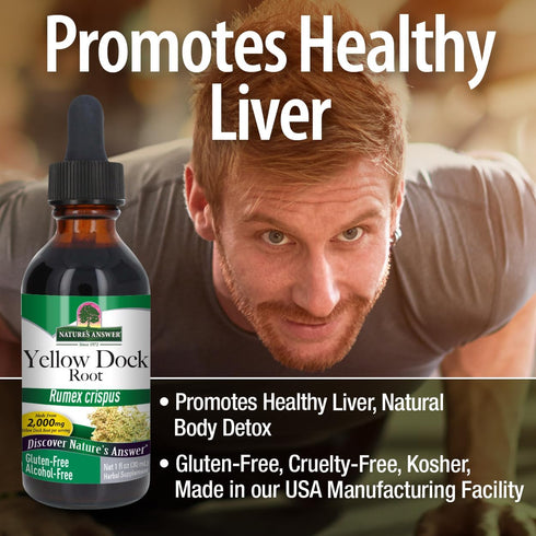 Nature's Answer Yellow Dock Root Alcohol Free 2000mg 1oz | Natural Body Detox, Supports Digestion, Gluten-Free