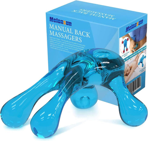 Palm Massage Tool - Handheld Four Point Massage Tool for Deep Tissue Pain Relief, Easier Grip (Blue)