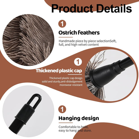 Ostrich Feather Duster Mini, Natural Fluffy Soft with Plastic Handle, Eco-Friendly Washable, 6pcs