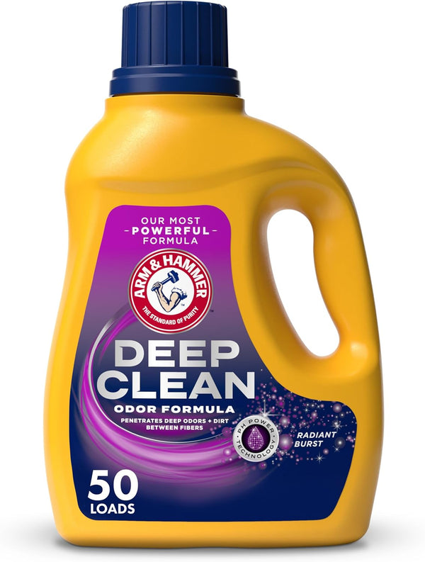 ARM & HAMMER Deep Clean Odor Formula Liquid Laundry Detergent, Radiant Burst