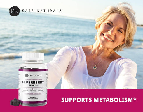 Kate Naturals Elderberry Gummies with Vitamin C and Zinc for Immune Support (90 Gummies, 45 Day Supply)