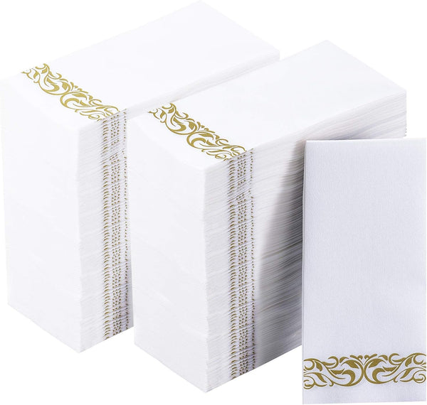 Vplus 400 Pack Paper Napkins, Guest Towels Disposable, Premium Quality 3-ply Dinner Napkins for Events (Gold)