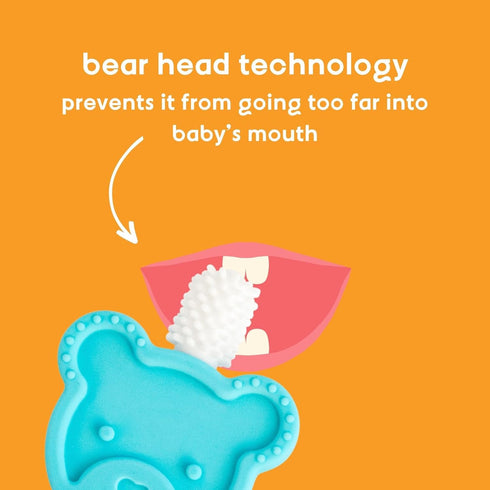 oogiebear Infant-to-Toddler Training Toothbrush - 0-2 years, 360° Soft Silicone, Teddy Bear Design