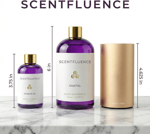 Scentfluence 4oz Santal Diffuser Oil Sandalwood & Cedarwood Oils with Grapefruit, Vetiver, Leather, Citrus, Grapefruit