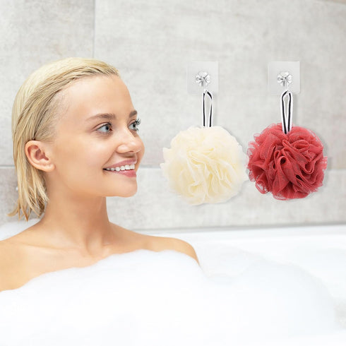 4 Pack Bath Sponge, Mesh Pouf Body Scrubber Exfoliator Loofahs - 50g Each for Bath Shower