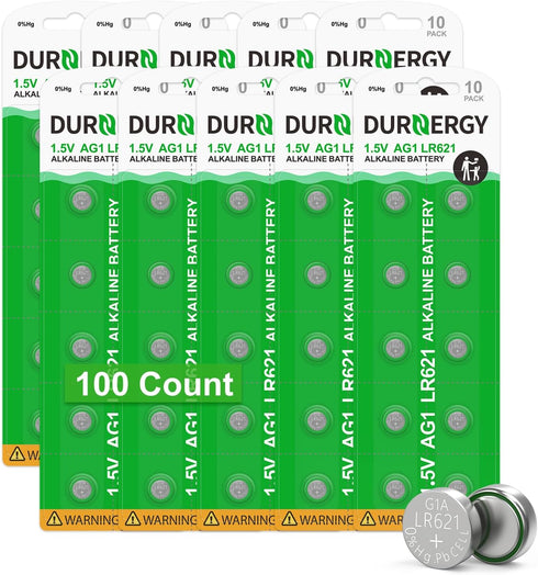 SR621SW Watch Battery, 100 Pcs AG1 Alkaline Coin Button Cell Battery, LR621 Green Battery