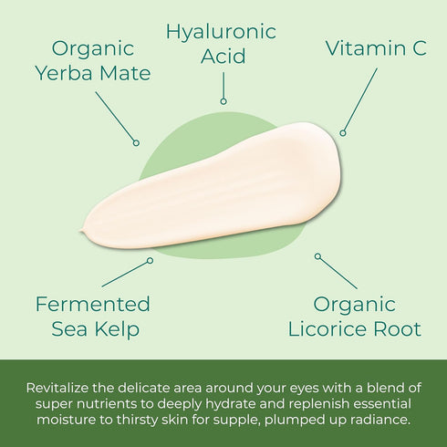 Miracle Sea Kelp Eye Cream - Hydrating & Correcting with Yerba Mate, Caffeine & Hyaluronic Acid, 1 Oz