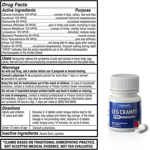 Hyland''s Leg Cramps PM Nighttime Cramp Relief Tablets, 50 Count (Pack of 2)