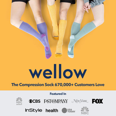 Summer 18-25mmHg Wellow Aerolite+ Knee High Compression Socks for Women & Men Circulation Support & Swelling Relief