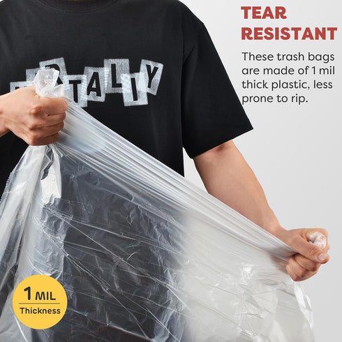 Holuwiso 16-18 105 Count Pre-Separated Gallon Trash Bags Drawstring, Clear, Size M, Tear Free Large Garbage Bags