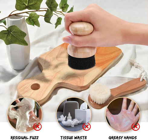 Herda 2pcs Food Grade Mineral Oil & Wax Applicator for Wood Cutting Board, Butcher Blocks, Protection Maintenance Kit