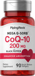 Piping Rock CoQ10 200mg Softgels - 90 Count for Enhanced Absorption with Black Pepper Extract