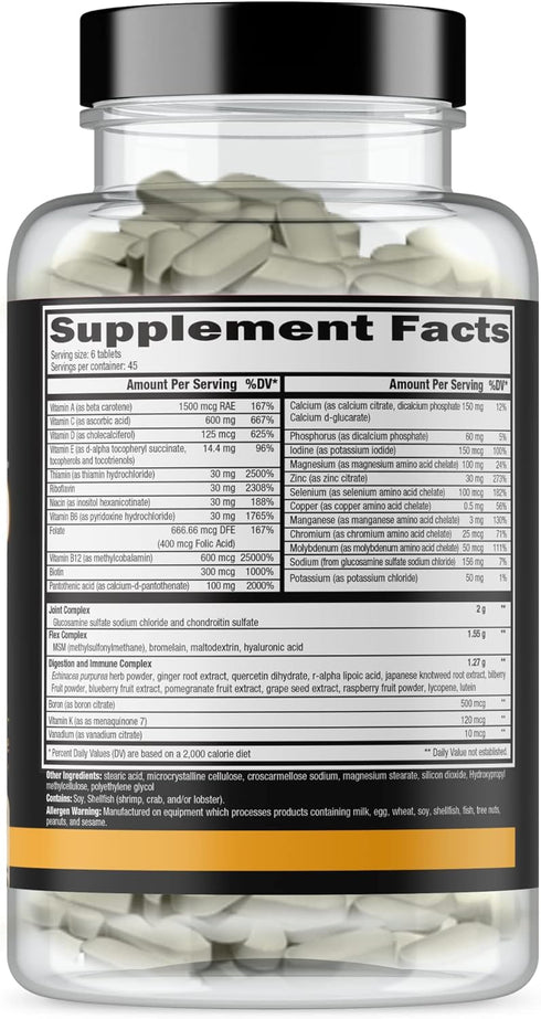 CONTROLLED LABS Orange Triad Daily Multivitamin, Iron Free Sports Supplement for Workout, 45 Servings