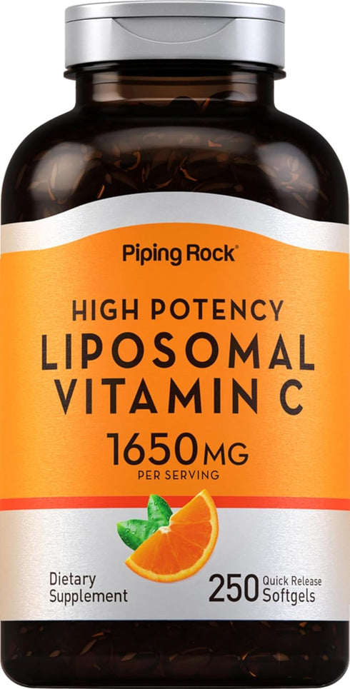 Piping Rock Liposomal Vitamin C 1650mg - 250 Softgels High Potency, Non-GMO, Gluten Free