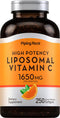 Piping Rock Liposomal Vitamin C 1650mg - 250 Softgels High Potency, Non-GMO, Gluten Free