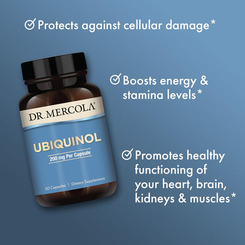 Dr. Mercola Ubiquinol, 200 mg Per Capsule, 30 Servings (30 Capsules), Dietary Supplement for Energy Production, Non-GMO