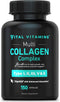 Vital Vitamins Multi Collagen for Women & Men, Type I, II, III, V, X, Grass Fed, Non-GMO, 150 Capsules