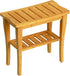 Bamboo Shower Bench Stool with Storage Shelf, Waterproof Shower Chair for Indoor or Outdoor Use, Bathroom Bench Seat