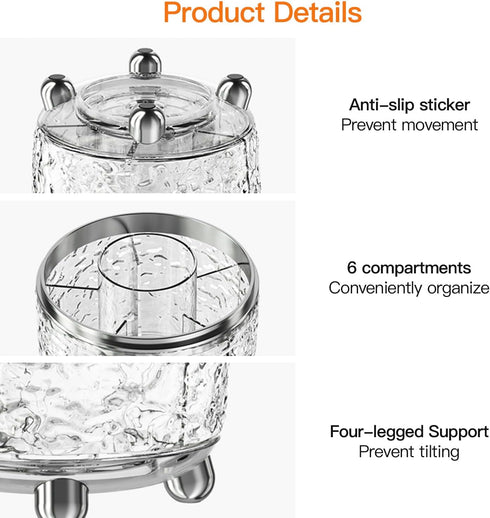 J Warrior 360° Rotating Makeup Brush Holder with Lid, Dustproof Cosmetic Organizer for Bathroom and Vanity