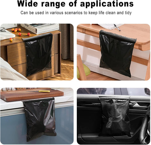 Disposable Car Trash Bags, Pack of 100, Portable Self Adhesive Vomit Bags for Cars, Black