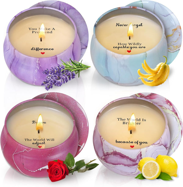 Scented Candles Gift Set for Women with Sayings, 4 Pack Aromatherapy Candles