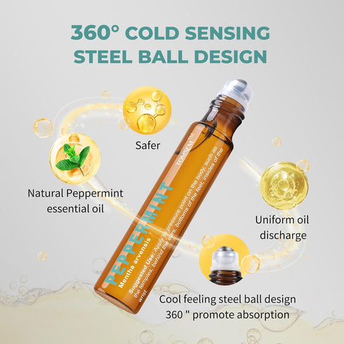 French Peppermint Essential Oil Roll On - Therapeutic Grade Aromatherapy Oil for Pregnancy Essentials, Relieves Tension