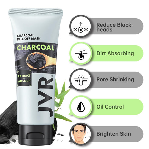 JVR Peel Off Face Mask - Blackhead Remover for Men and Women, 2 IN 1 Charcoal Peel Off Mask, 2.12 OZ