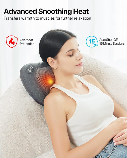 Heat,3D ALLJOY Shiatsu Neck and Back Massager with Soothing Kneading Massage Pillow for Muscle Pain Relief, Use