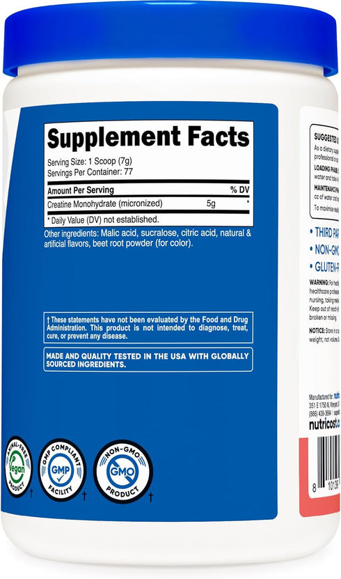 Nutricost Creatine Monohydrate Powder (Watermelon, 500 Gram) - Vegan, Non-GMO, Gluten Free