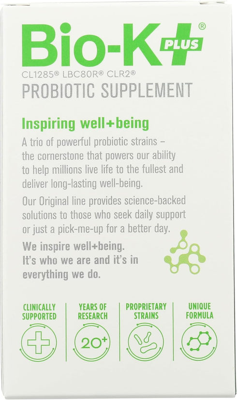 Bio-K + Extra Care Probiotic Supplement Capsules for Adult Men and Women, 80 Billion Active Bacteria, 20 Capsules/Box