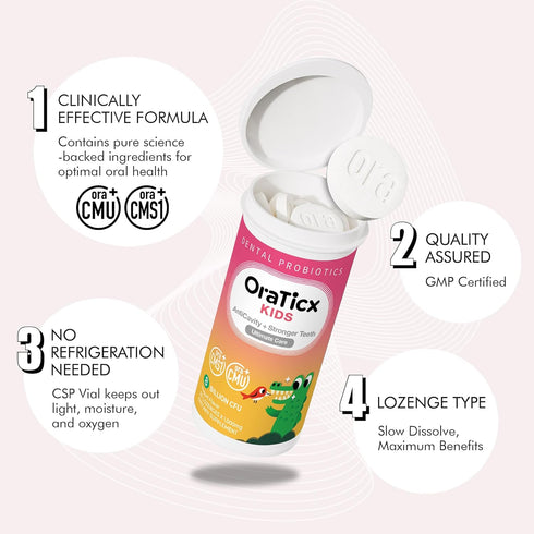 Kids Dental Probiotics, 8 Billion CFU for Oral Health, Sugar Free Yogurt Flavor