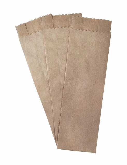 100 Pack 100% Brown Kraft Paper Bags, 2.75 x 10 inches Brown Plain Bag Kitchen Cutlery Utensils Holder