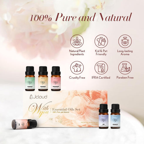 Set 6x10 mL JCLOUD Fragrance Oil Gift for Women, Essential Oils for Diffusers for Home, Romantic Scented Oils
