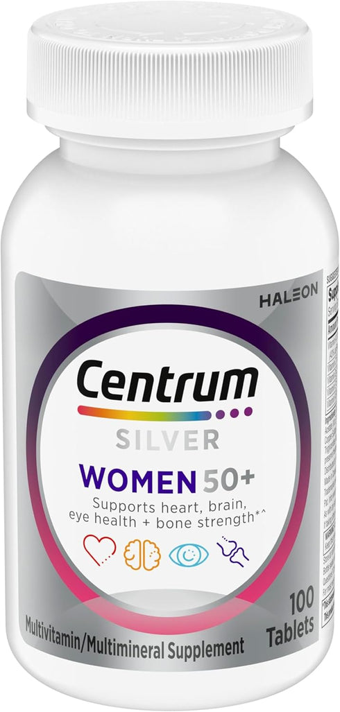 Centrum Silver Women's Multivitamin for Women 50 Plus, Non-GMO Supplement with Vitamin D3, 100 Ct