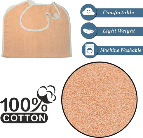 Nobles Health Care Products Pack 6 of Terry Adult Bib with hook and loop Closure (Peach)