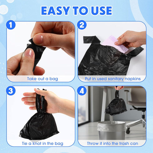 Lerheedi 2000 10.2 7.1inch, Pcs Sanitary Napkin Disposal Bags with Handles, Sanitary Disposal Bag x Black Trash Bags