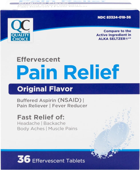 Quality Choice Effervescent Pain Relief Tablets, Original Flavor, 36 Count (Pack of 4)