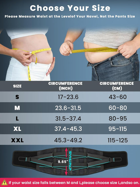 SYXUPAP Back Support Belt for Men Women - Back Brace for Lower Back Pain Relief from Sciatica, Herniated Disc, Scoliosis