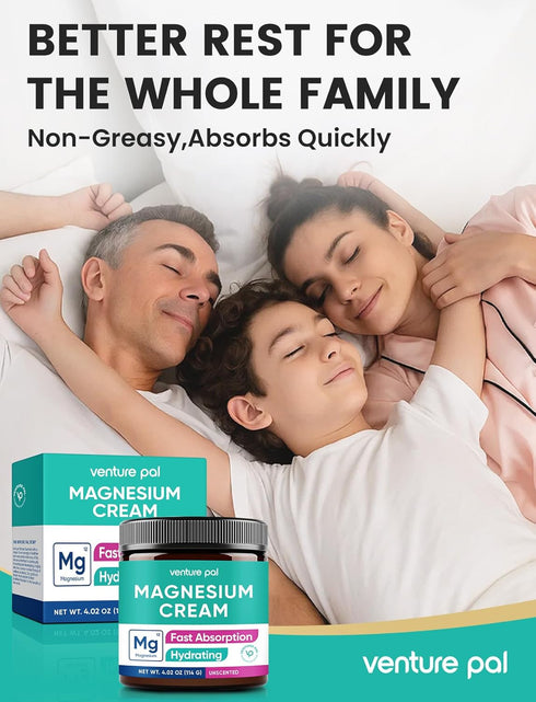 Venture Pal Topical Magnesium Cream, Fast-Absorbing Magnesium Moisturizing Lotion with Coconut Oil, Shea Butter