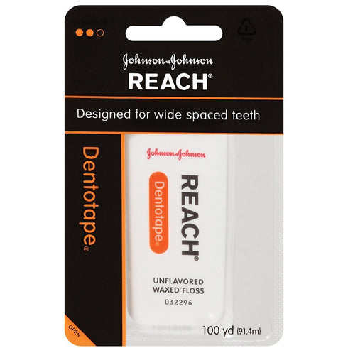 Reach Dentotape Waxed Dental Floss, Extra Wide Cleaning Surface, Unflavored, 100 Yards, Pack of 3