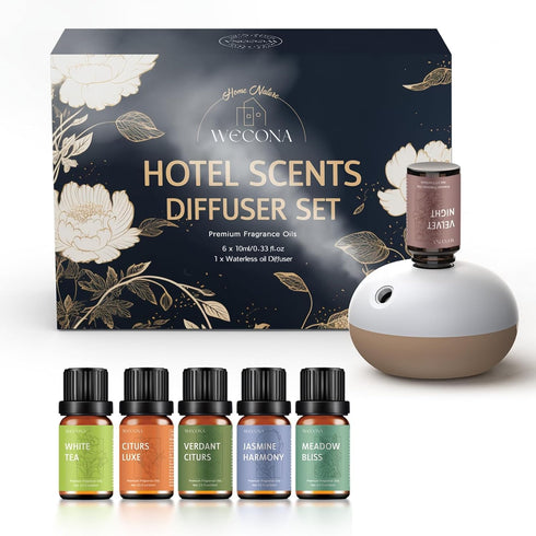 Waterless Rechargeable Scent Diffuser Hotel Collection Diffuser Set with 6 Hotel Essential