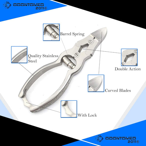 OdontoMed2011 Podiatrist Mycotic Toenail Nippers 6", Double Action Nail Cutter Nipper Trimmer Professional Stainless Steel ODM