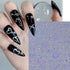 Silver Nail Art Stickers, Sun Moon Star Heart Line Flower Self-Adhesive 3D Nail Transfer Decals for Women