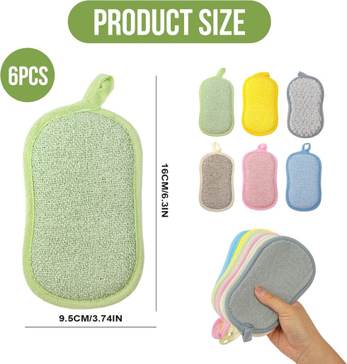 zuozuobubu 6PCS Countertops Kitchen Dish Sponge,Multi-Purpose Scrub Sponges,Dish Sponges Kitchen for Dishes