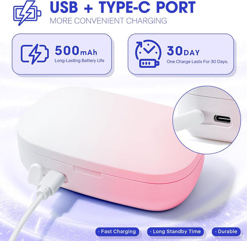 Portable Contact Lens Cleaner, ALLGLAM Automatic Ultrasonic Contact Lens Cleaner Machine with USB Charger, LED Timer
