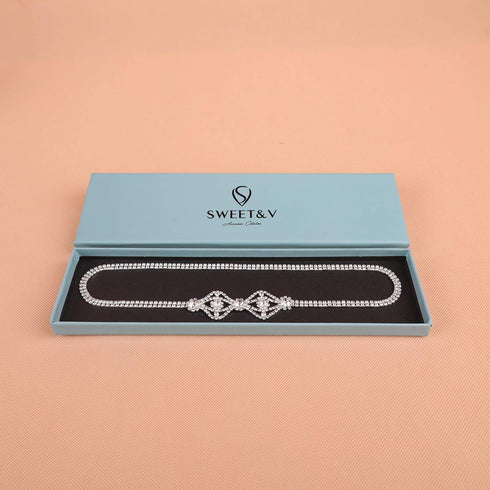 SWEETV 1920s Headband for Women, Silver Rhinestone Flapper Headpiece for Great Gatsby Party