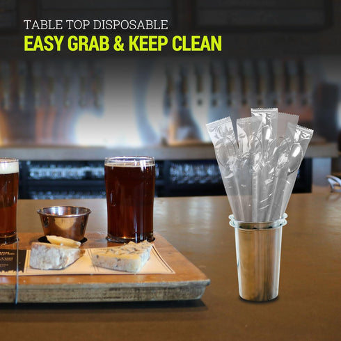 3X Heavy Duty Clear Plastic Spoons, Individually Wrapped, 100 Pack Disposable Spoons for Event Catering and Take Out