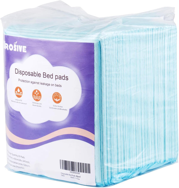 Small Disposable Bed Pads,(18" x 24",30Pads) Leak-Proof Breathable Incontinence Bed Pads for
