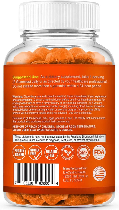 Turmeric Gummies for Adults and Kids - Max Strength Turmeric and Ginger Supplement, Vegan Organic Natural for Overall